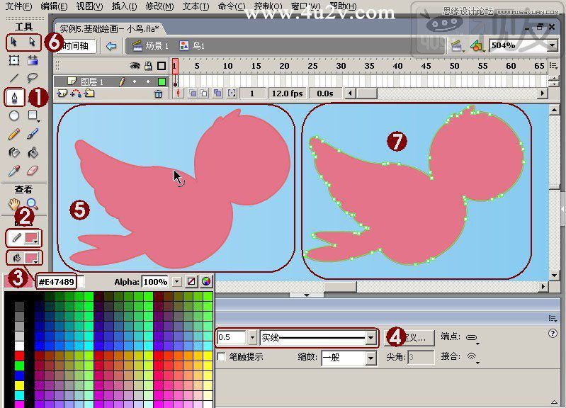 Flash教程:制作卡通風(fēng)格的飛舞小鳥,PS教程,思緣教程網(wǎng)